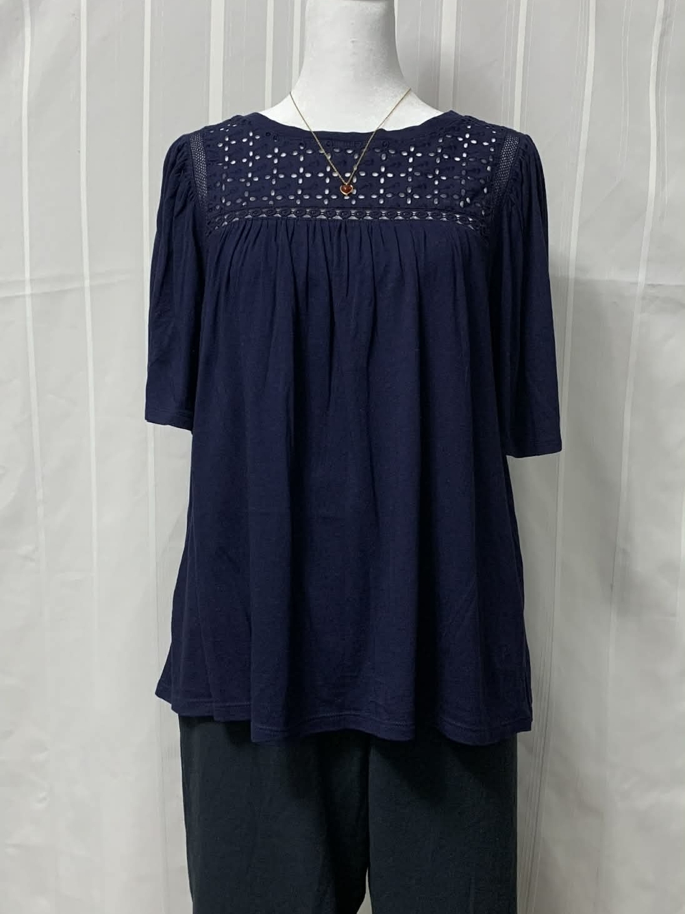 GAP Navy Blue Embroidered Top